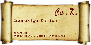 Csereklye Karion névjegykártya